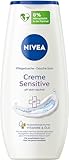 NIVEA Creme Sensitive Pflegedusche (250 ml), pH-hautneutrales Duschgel mit Kamillen-Extrakt, feuchtigkeitsspendende Cremedusche für sensible Haut ohne Seife