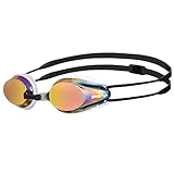 arena Tracks Mirror Unisex Wettkampf-Schwimmbrille für Erwachsene, Schwimmbrille mit Verspiegelten Antibeschlag-Gläsern, UV-Schutz, 4 Austauschbare Nasenstege, Silikondichtungen