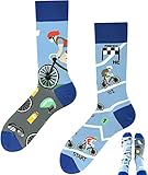 TODO Colours Socken Lustig mit Motiv für Herren und Damen - Lustige, Mehrfarbige, Verrückte (43-46, Tour de Bike)