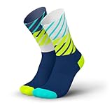 INCYLENCE Laufsocken für Damen und Herren mit leichter Kompression,1 Paar (DE/NL/SE/PL, Numerisch, 39, 42, Regular, Regular, Diagonals Navy Canary)