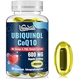 Ubiquinol CoQ10 600 mg Weichgelkapseln mit Shilajit-Extrakt 300 mg, Omega-3 150mg, PQQ 20mg - Dual-Liefersystem - Verbesserte Aufnahme (60 Stück, Packung von 1)