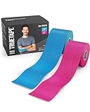 TRUETAPE 2er-Pack Kinesiotapes Rollen Blau & Pink - Lange Haltbarkeit & Premium Qualität - Wasserfest & Elastisch - 2x 5mx5cm