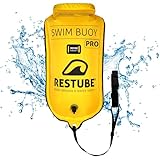 Restube Schwimmboje PRO mit Verstellbaren Gürtel - 12,5l Premium Sicherheitsgerät für Freiwasserschwimmen, 12,5 kg Auftrieb, PVC-frei – Ideal für Triathlons, Kajakfahren, Höchst Sichtbar