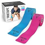 TRUETAPE Kinesiotapes vorgeschnitten - 40 Streifen Kinesiologie Tape (25cm x 5cm) | wasserfestes & elastisches Kinesiotape | besonders hohe Elastizität I hautfreundliche Sport Tapes I Blau & Pink