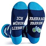 Lustige Socken Geschenke für Männer Herren Damen, ICH WÜRDE LIEBER FAHRRAD FAHREN Socken Witzige Lustig Socken Weihnachten Ideen Geschenk Vatertag Männertag